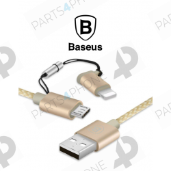 Chargeurs et câbles-Cavo Baseus "Luxe" 2 in 1 micro USB/lightning (1m)-